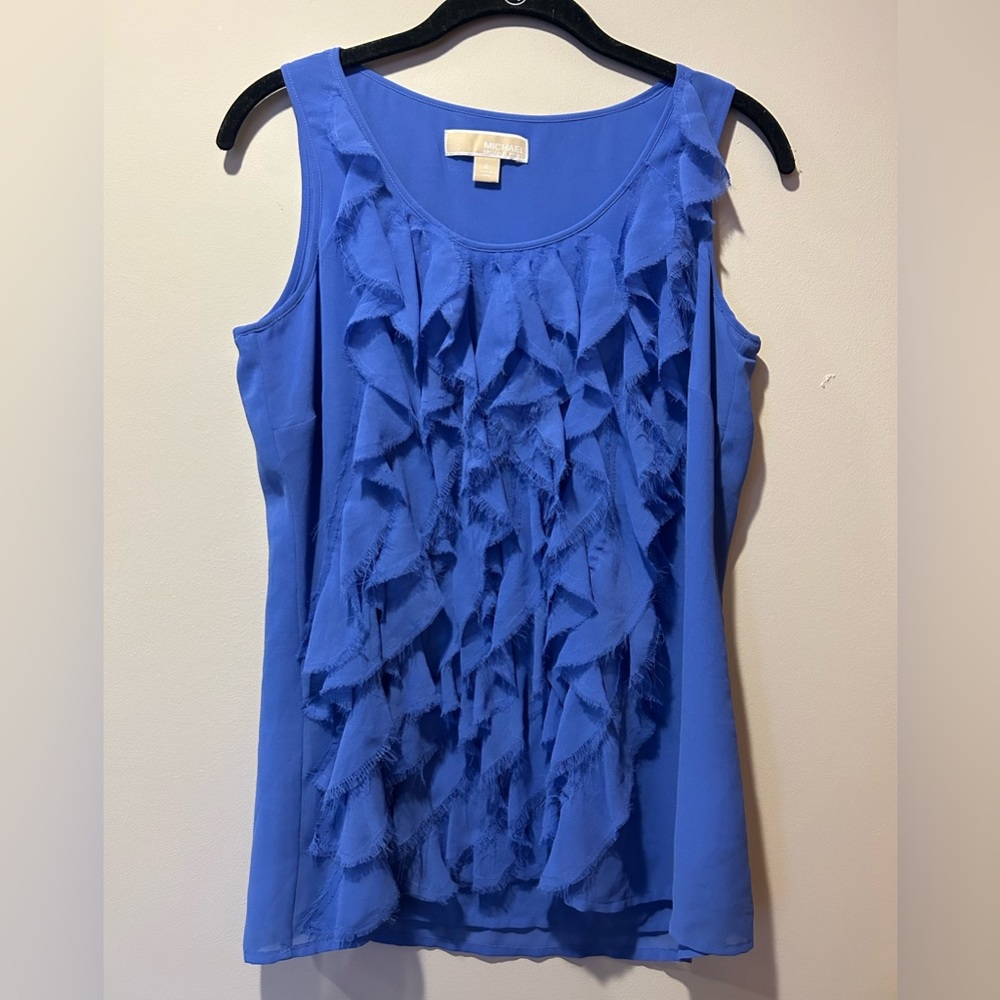 Michael Kors royal blue sleeveless ruffle blouse size 4 tank top